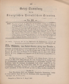 Gesetz-Sammlung für die Königlichen Preussischen Staaten, 31. August 1898, nr. 31.