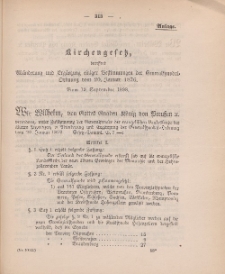 Gesetz-Sammlung für die Königlichen Preussischen Staaten (Kirchengesetz), 19. September 1898