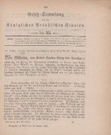 Gesetz-Sammlung für die Königlichen Preussischen Staaten, 22. Oktober 1898, nr. 35.