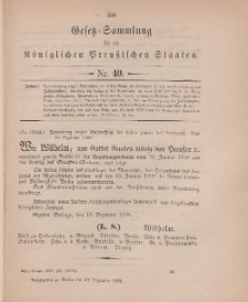 Gesetz-Sammlung für die Königlichen Preussischen Staaten, 20. Dezember 1898, nr. 40.