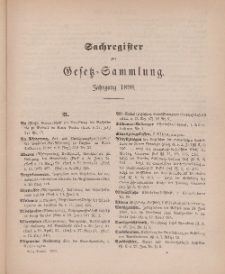 Gesetz-Sammlung für die Königlichen Preussischen Staaten (Sachregister), 1898