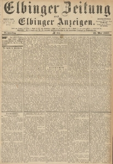 Elbinger Zeitung und Elbinger Anzeigen, Nr. 115 Donnerstag 19. Mai 1887