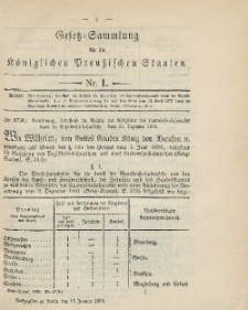 Gesetz-Sammlung für die Königlichen Preussischen Staaten, 15. Januar 1895, nr. 1.
