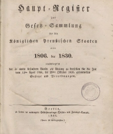 Haupt-Register zur Gesetz-Sammlung für die Königlichen Preussischen Staaten
