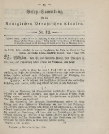 Gesetz-Sammlung für die Königlichen Preussischen Staaten, 16. April 1895, nr. 12.