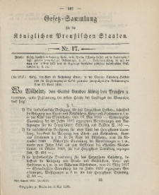 Gesetz-Sammlung für die Königlichen Preussischen Staaten, 6. Mai 1895, nr. 17.