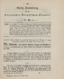 Gesetz-Sammlung für die Königlichen Preussischen Staaten, 27. Mai 1895, nr. 18.