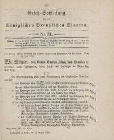 Gesetz-Sammlung für die Königlichen Preussischen Staaten, 12. August 1895, nr. 31.