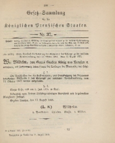 Gesetz-Sammlung für die Königlichen Preussischen Staaten, 31. August 1895, nr. 37.