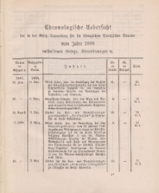 Gesetz-Sammlung für die Königlichen Preussischen Staaten (Chronologische Uebersicht), 1888
