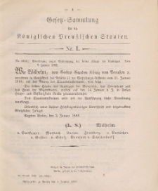 Gesetz-Sammlung für die Königlichen Preussischen Staaten, 4. Januar 1888, nr. 1.