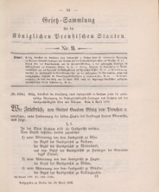 Gesetz-Sammlung für die Königlichen Preussischen Staaten, 23. April 1888, nr. 9.