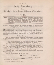 Gesetz-Sammlung für die Königlichen Preussischen Staaten, 2. Mai 1888, nr. 10.