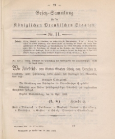 Gesetz-Sammlung für die Königlichen Preussischen Staaten, 18. Mai 1888, nr. 11.