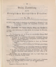 Gesetz-Sammlung für die Königlichen Preussischen Staaten, 24. Mai 1888, nr. 13.