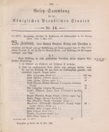 Gesetz-Sammlung für die Königlichen Preussischen Staaten, 28. Mai 1888, nr. 14.