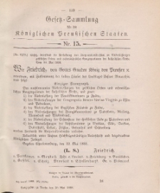 Gesetz-Sammlung für die Königlichen Preussischen Staaten, 30. Mai 1888, nr. 15.