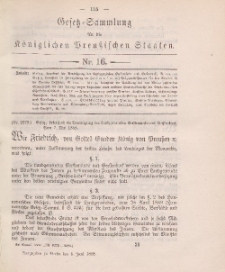 Gesetz-Sammlung für die Königlichen Preussischen Staaten, 5. Juni 1888, nr. 16.