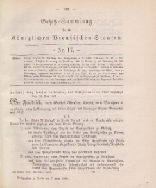 Gesetz-Sammlung für die Königlichen Preussischen Staaten, 7. Juni 1888, nr. 17.