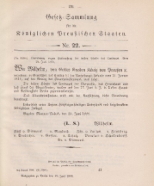 Gesetz-Sammlung für die Königlichen Preussischen Staaten, 22. Juni 1888, nr. 22.