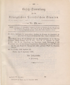 Gesetz-Sammlung für die Königlichen Preussischen Staaten, 28. September 1888, nr. 28.