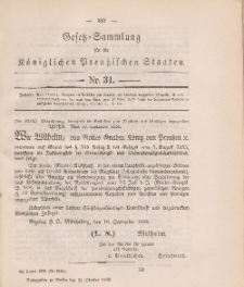Gesetz-Sammlung für die Königlichen Preussischen Staaten, 21. Oktober 1888, nr. 31.