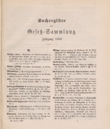 Gesetz-Sammlung für die Königlichen Preussischen Staaten (Sachregister), 1888