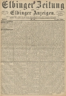 Elbinger Zeitung und Elbinger Anzeigen, Nr. 126 Freitag 3. Juni 1887