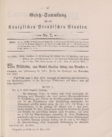 Gesetz-Sammlung für die Königlichen Preussischen Staaten, 11. März 1897, nr. 7.