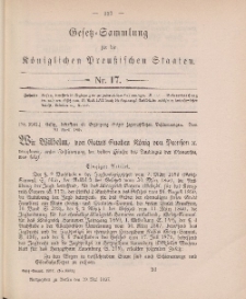Gesetz-Sammlung für die Königlichen Preussischen Staaten, 19. Mai 1897, nr. 17.