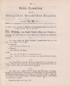 Gesetz-Sammlung für die Königlichen Preussischen Staaten, 2. Juni 1897, nr. 20.