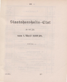 Gesetz-Sammlung für die Königlichen Preussischen Staaten, (Staatshaushalts-Etat für das Jahr von 1. April 1897/98)