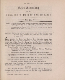 Gesetz-Sammlung für die Königlichen Preussischen Staaten, 21. Juni 1897, nr. 25.