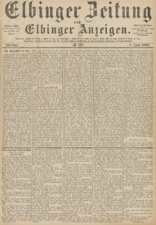 Elbinger Zeitung und Elbinger Anzeigen, Nr. 129 Dienstag 7. Juni 1887