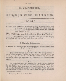 Gesetz-Sammlung für die Königlichen Preussischen Staaten, 16. August 1897, nr. 33.