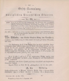Gesetz-Sammlung für die Königlichen Preussischen Staaten, 6. September 1897, nr. 39.