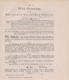 Gesetz-Sammlung für die Königlichen Preussischen Staaten, 6. September 1897, nr. 39.