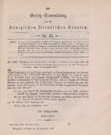 Gesetz-Sammlung für die Königlichen Preussischen Staaten, 28. September 1897, nr. 41.