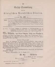 Gesetz-Sammlung für die Königlichen Preussischen Staaten, 4. Oktober 1897, nr. 42.