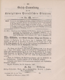 Gesetz-Sammlung für die Königlichen Preussischen Staaten, 6. Oktober 1897, nr. 43.