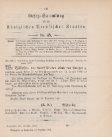 Gesetz-Sammlung für die Königlichen Preussischen Staaten, 24. Dezember 1897, nr. 48.