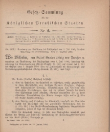 Gesetz-Sammlung für die Königlichen Preussischen Staaten, 22. Januar 1884, nr. 2.