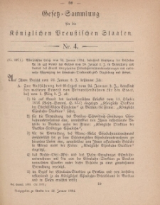 Gesetz-Sammlung für die Königlichen Preussischen Staaten, 29. Januar 1884, nr. 4.