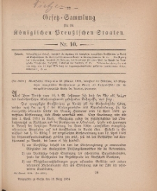 Gesetz-Sammlung für die Königlichen Preussischen Staaten, 19. März 1884, nr. 10.