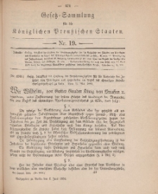 Gesetz-Sammlung für die Königlichen Preussischen Staaten, 6. Juni 1884, nr. 19.