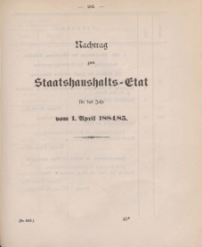 Gesetz-Sammlung für die Königlichen Preussischen Staaten (Nachtrag zum Staatshaushalts-Etat für das Jahr vom 1. April 1884/85)