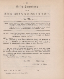Gesetz-Sammlung für die Königlichen Preussischen Staaten, 18. August 1884, nr. 24.
