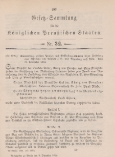 Gesetz-Sammlung für die Königlichen Preussischen Staaten, 9. Dezember 1884, nr. 32.