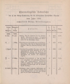 Gesetz-Sammlung für die Königlichen Preussischen Staaten (Chronologische Uebersicht), 1884