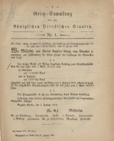 Gesetz-Sammlung für die Königlichen Preussischen Staaten, 20. Januar 1879, nr. 1.